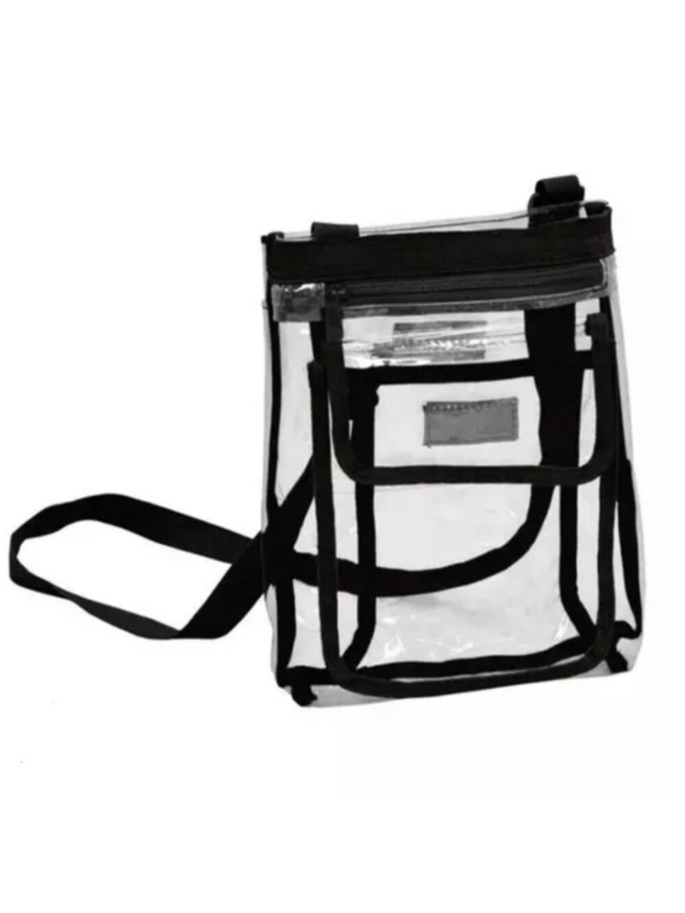 LogoBrands Unisex Clear Crossbody Handbag Tote, Black